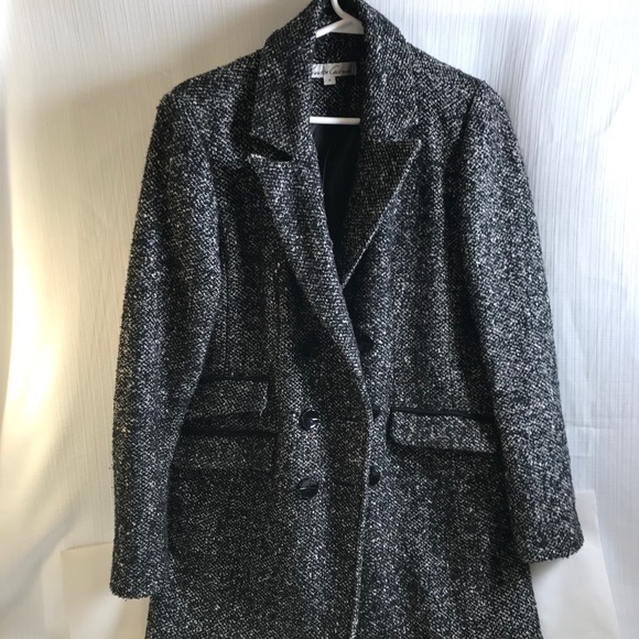 Tweed Ladies Coat Sz 4 Kenneth Cole Mid length Double Breasted Jacket Lined Wool - Picture 5 of 10